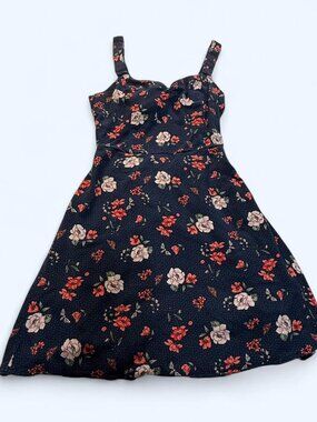 *SOLD* Hollister Navy Blue Floral Mini Dress - Open Back - Size XS